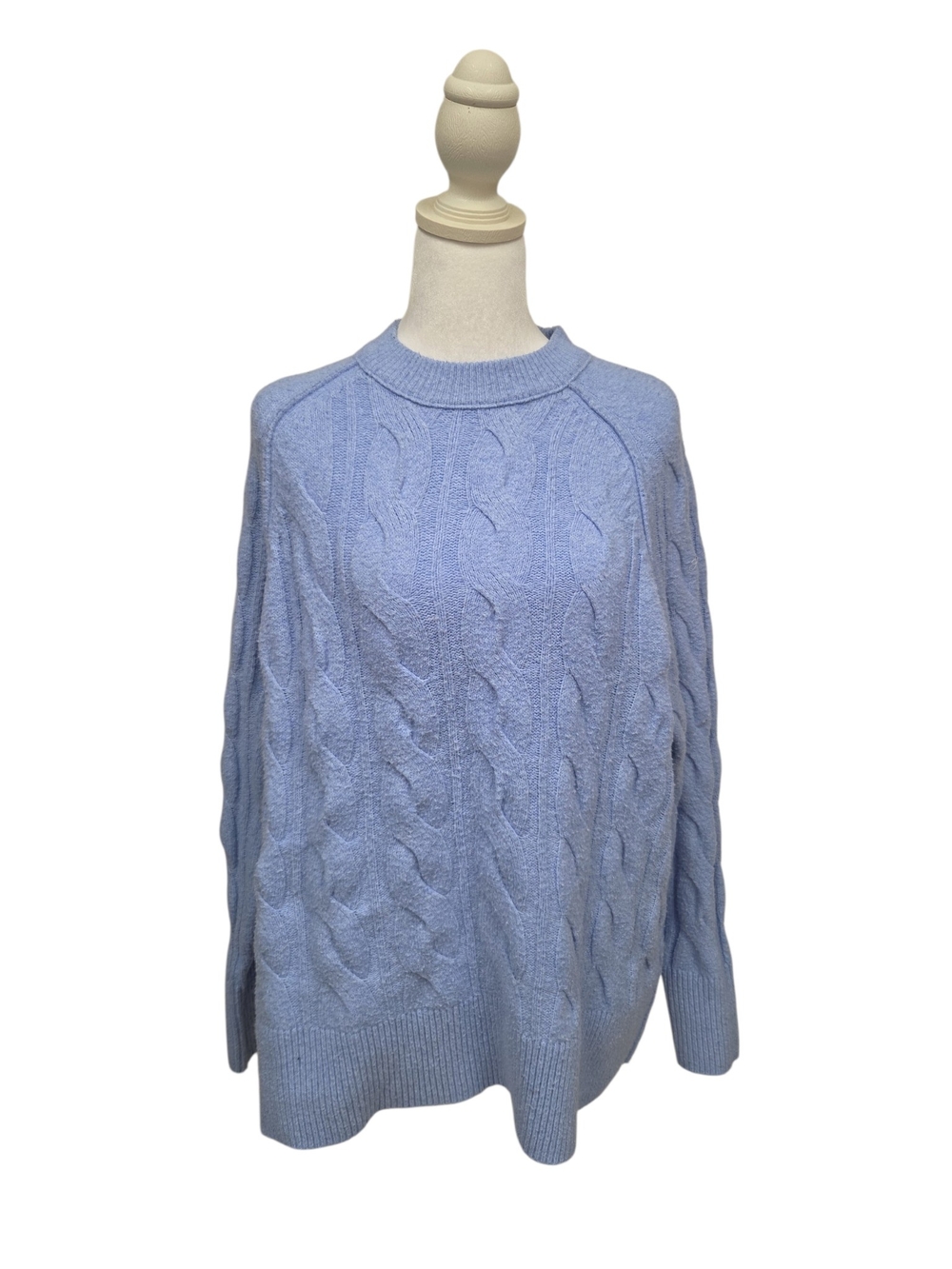 aerie Light Blue Cable Crew Neck Sweater